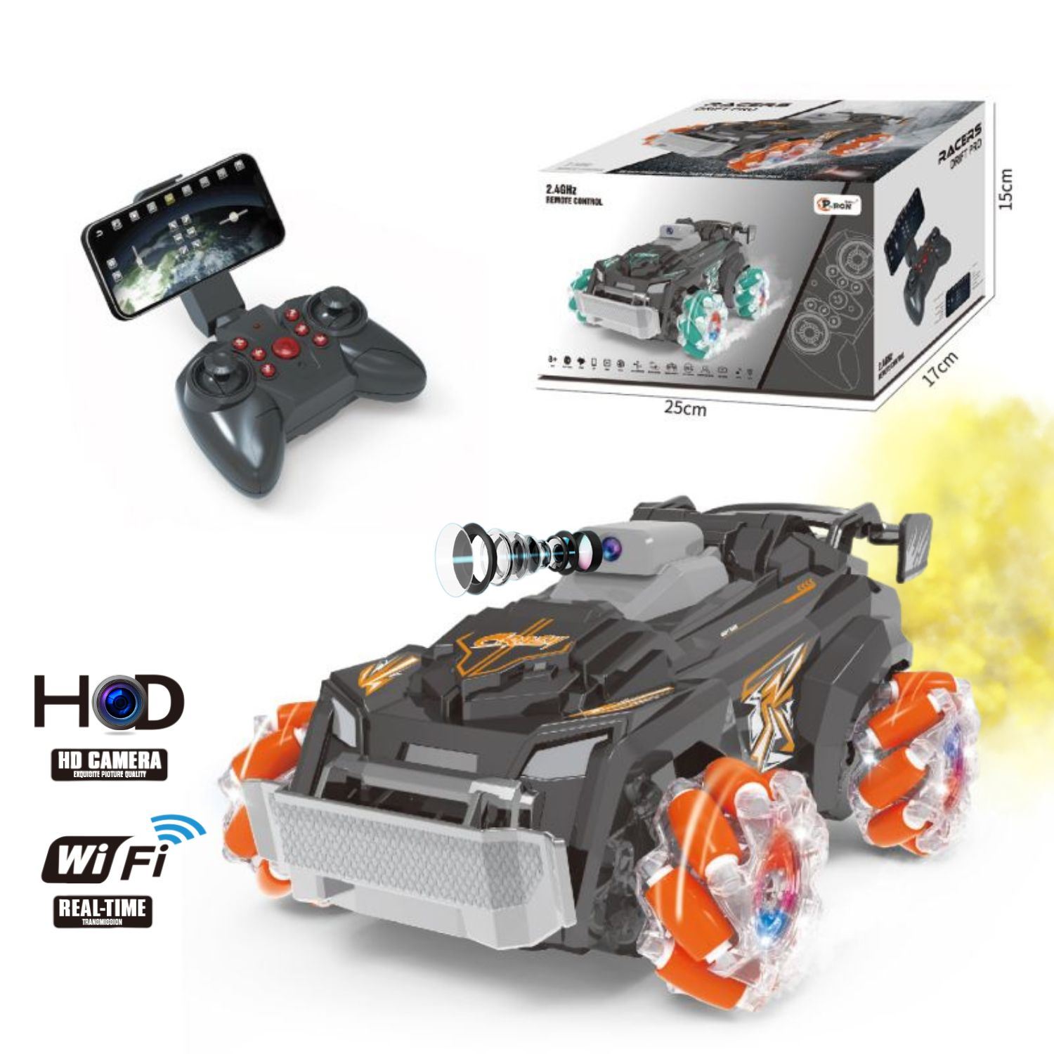 CARRO MONSTER 4X4 TODOTERRENO CON CÁMARA WIFI +RUEDAS ACROBATICAS 360° +EFECTO HUMO +CONTROL REMOTO N